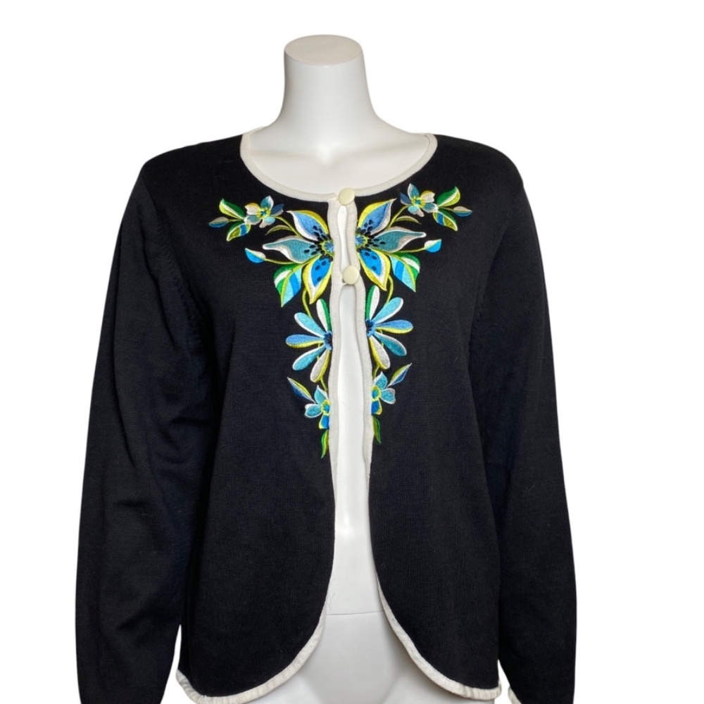 Bob Mackie Wearable Art Cardigan Sweater Size L